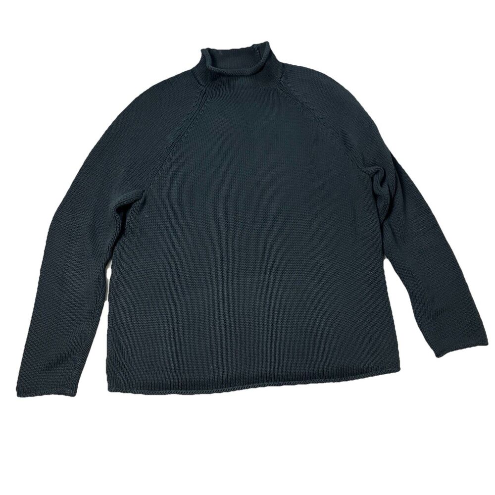 J Crew 1988 Rollneck Black Sweater Cotton 90s Style Preppy Casual BW186 Women L - Picture 3 of 16